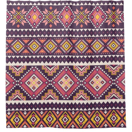 Tribal gestreiftes, geometrisches nahtloses Muster Duschvorhang (Vorderseite)