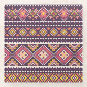 Tribal gestreiftes, geometrisches nahtloses Muster Glasuntersetzer
