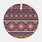 Tribal gestreiftes, geometrisches nahtloses Muster Ornament Aus Glas (Rückseite)