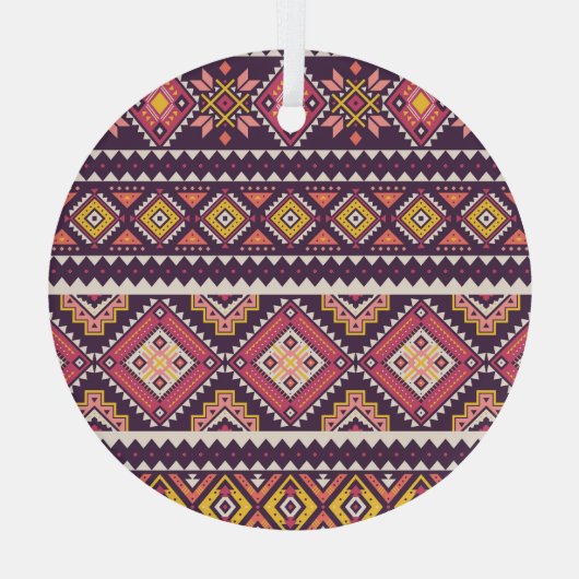 Tribal gestreiftes, geometrisches nahtloses Muster Ornament Aus Glas (Rückseite)