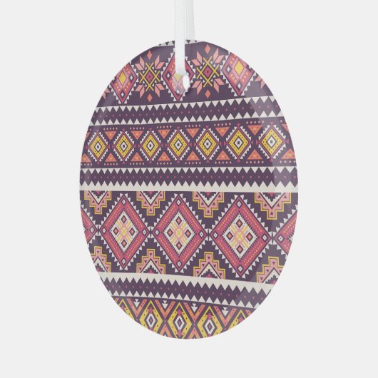 Tribal gestreiftes, geometrisches nahtloses Muster Ornament Aus Glas (Vorderseite links)