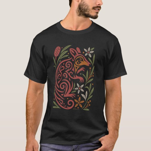 Tribal Gilbert-Potoroo mit einheimischer Flora T-Shirt (Vorderseite)