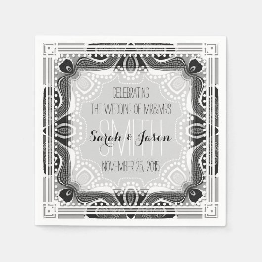 Tribal Goddess Black Silver Wedding Paper Napkins Serviette (Vorderseite)