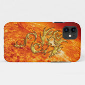Tribal Gold Dragon & Burning Sun iPhone Case (Rückseite (Horizontal))