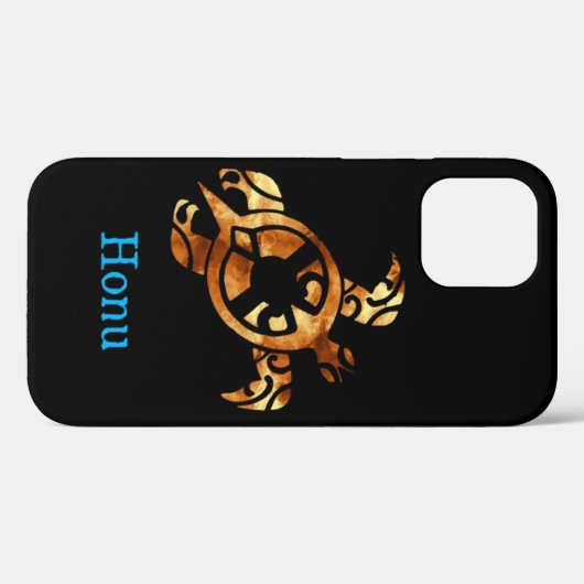 Tribal Gold Hawaiian Sea Turtle auf Black Case Mat (Rückseite (Horizontal))