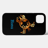 Tribal Gold Hawaiian Sea Turtle auf schwarz Case-Mate iPhone Hülle (Rückseite (Horizontal))