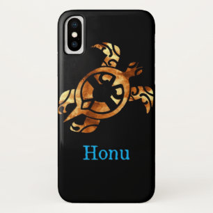 Tribal Gold Hawaiian Sea Turtle auf schwarz Case-Mate iPhone Hülle