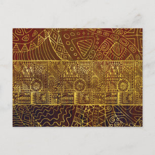 Tribal Gold Muster auf braunem Paint Postkarte
