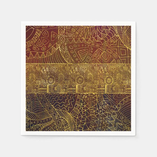 Tribal Gold Muster auf braunem Paint Serviette (Vorderseite)