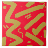 Tribal Gold und Rot Fliese (Vorderseite)