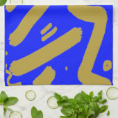 Tribal Gold und Royal Blue Geschirrtuch (Gefaltet)