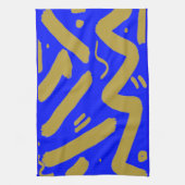 Tribal Gold und Royal Blue Geschirrtuch (Vertikal)