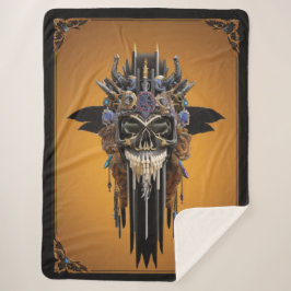 Tribal Gothic Skull Sherpa Blanket Sherpadecke