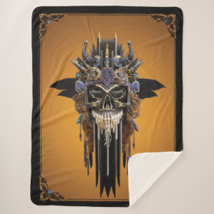 Tribal Gothic Skull Sherpa Blanket Sherpadecke