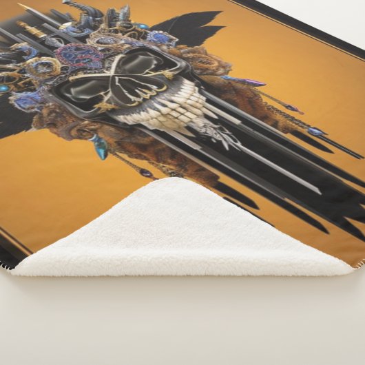 Tribal Gothic Skull Sherpa Blanket Sherpadecke (3/4)