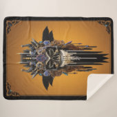 Tribal Gothic Skull Sherpa Blanket Sherpadecke (Vorderseite (Horizontal))