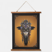 Tribal Gothic Skull Wall Tapestry Wandteppich Mit Holzrahmen (Vorderseite)