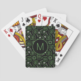 Tribal Green Eye of Lizard Pattern Monogram Spielkarten
