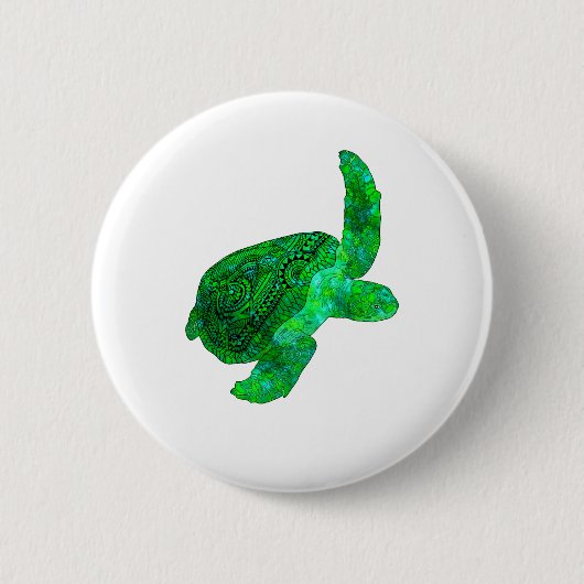 Tribal Green Sea Turtle Button (Vorderseite)