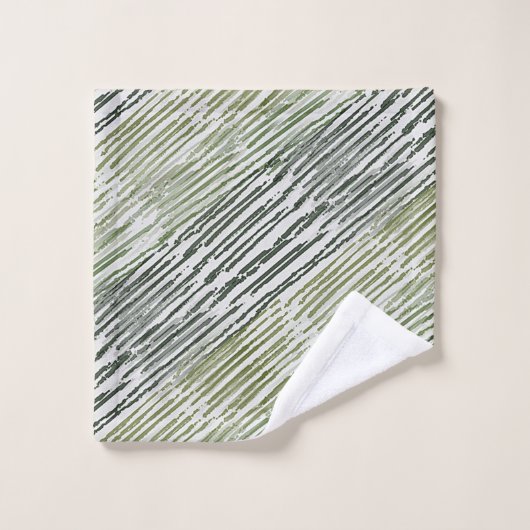 Tribal Green Stripes Abstract Pattern Badhandtuch Set (Waschlappen)