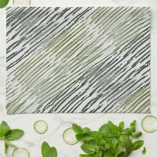 Tribal Green Stripes Abstract Pattern  Geschirrtuch (Gefaltet)