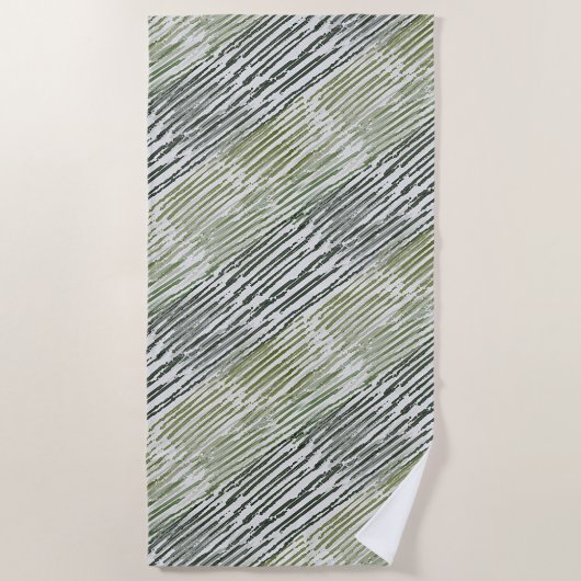 Tribal Green Stripes Abstract Pattern Strandtuch (Vorderseite)