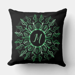 Tribal Green Sun Throw Kissen