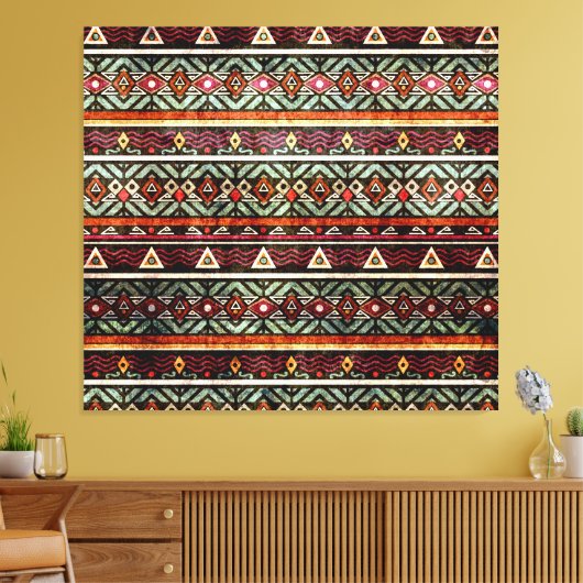 Tribal Grunge: Ethno Retro Muster Leinwanddruck (Insitu (Wohnzimmer))
