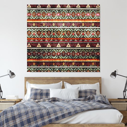 Tribal Grunge: Ethno Retro Muster Leinwanddruck (Insitu (Schlafzimmer))