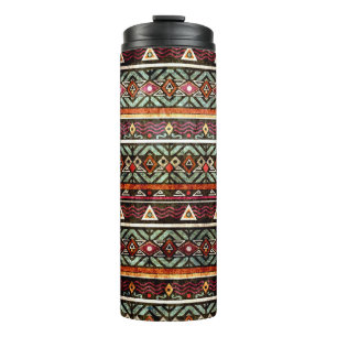 Tribal Grunge: Ethno Retro Muster Thermosbecher