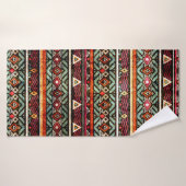 Tribal Grunge Ethno Volksmuster im Retro-Stil Badehandtuch (Badehandtuch)
