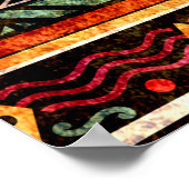 Tribal Grunge Ethno Volksmuster im Retro-Stil Poster (Ecke)