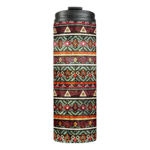 Tribal Grunge Ethno Volksmuster im Retro-Stil Thermosbecher