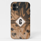 Tribal Grunge, Shades Brown & Gray Monogram Case-Mate iPhone Hülle (Rückseite)