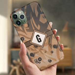 Tribal Grunge, Shades Brown & Gray Monogram Case-Mate iPhone Hülle