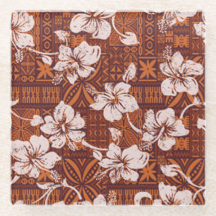 Tribal Hawaiian: Hibiskus Blume Wallpaper Glasuntersetzer