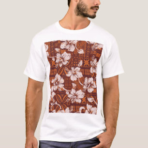 Tribal Hawaiian: Hibiskus Blume Wallpaper T-Shirt