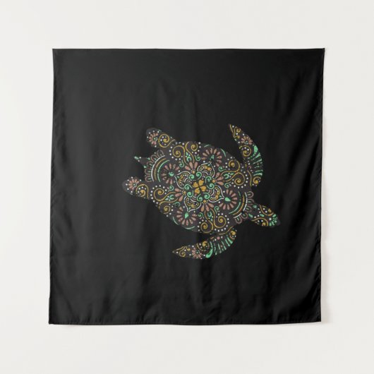 Tribal Hawaiian Sea Turtle Wandteppich (Vorderseite (Horizontal))