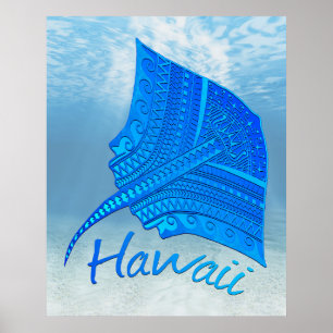 Tribal Hawaiian Stingray Poster