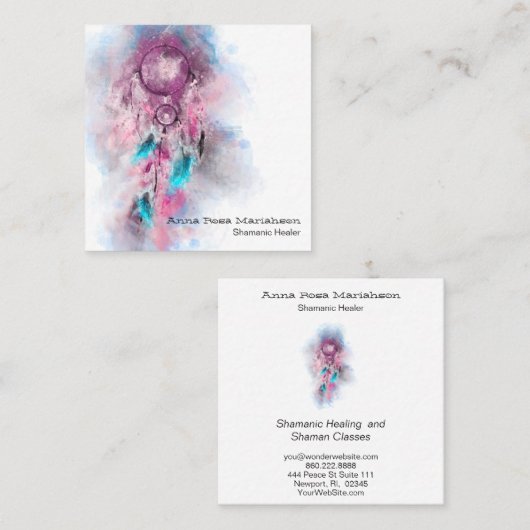 *~* Tribal - Heiliger Shamen Shamanic Dream Catche Quadratische Visitenkarte (Vorne/Hinten)