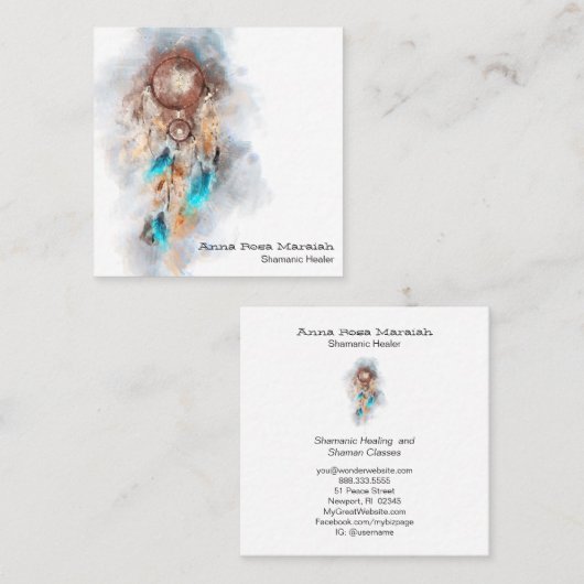 *~* Tribal Heiliger Shamen Shamanic Dream Catcher Quadratische Visitenkarte (Vorne/Hinten)