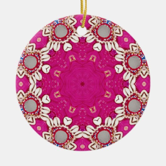 Tribal Hippie Sinti und Roma bohemian fuchsia Mage Keramik Ornament (Vorne)