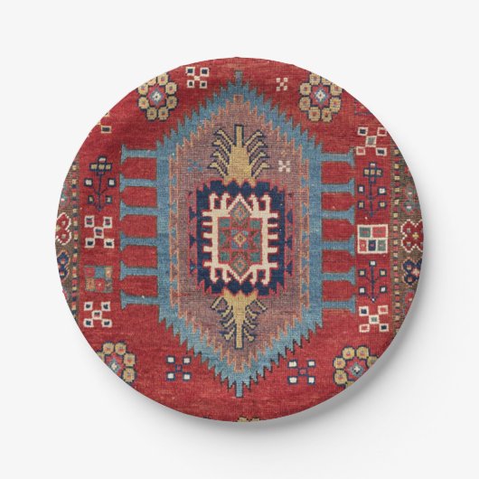 Tribal Honeycomb Palmette II Red Blume Pappteller (Vorderseite)