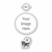 Tribal Iguana Monogram Aufkleber (Vorderseite)