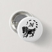 Tribal Iguana Monogram Button (Vorne & Hinten)