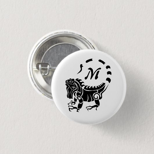 Tribal Iguana Monogram Button (Vorne & Hinten)