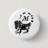 Tribal Iguana Monogram Button (Vorderseite)
