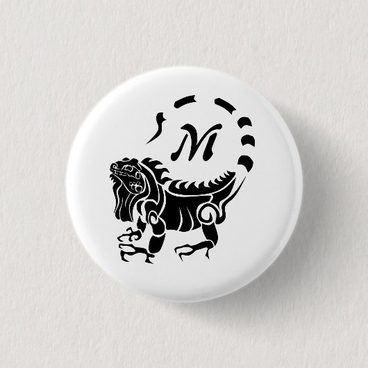 Tribal Iguana Monogram Button (Vorderseite)