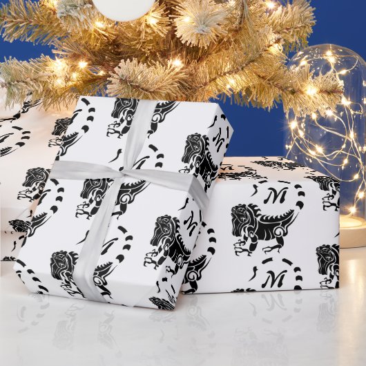 Tribal Iguana Monogram Geschenkpapier (Feiertage)