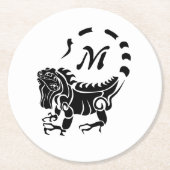 Tribal Iguana Monogram Runder Pappuntersetzer (Vorderseite)